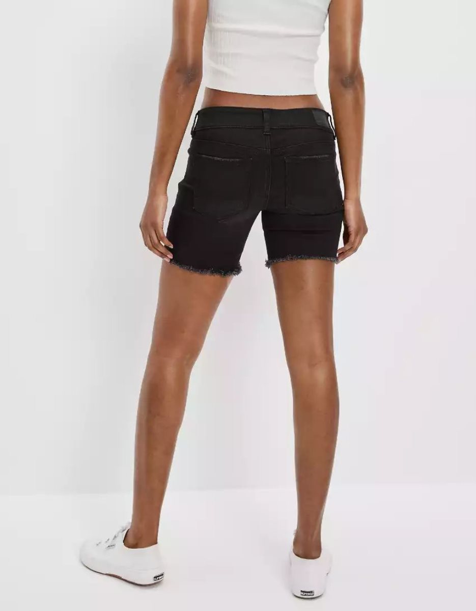 Shorts American Eagle AE Ne(x)t Level Denim Super Low-Rise Mince Bermuda Noir Femme | KUJ-72964636